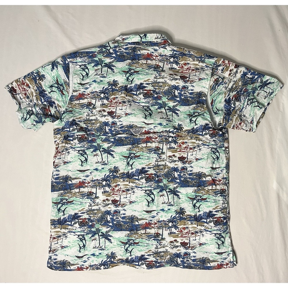 Columbia PFG Hawaiian Shirt Men's SZ XL Tropical Floral Short Sleeve Button Up - Picture 7 of 9